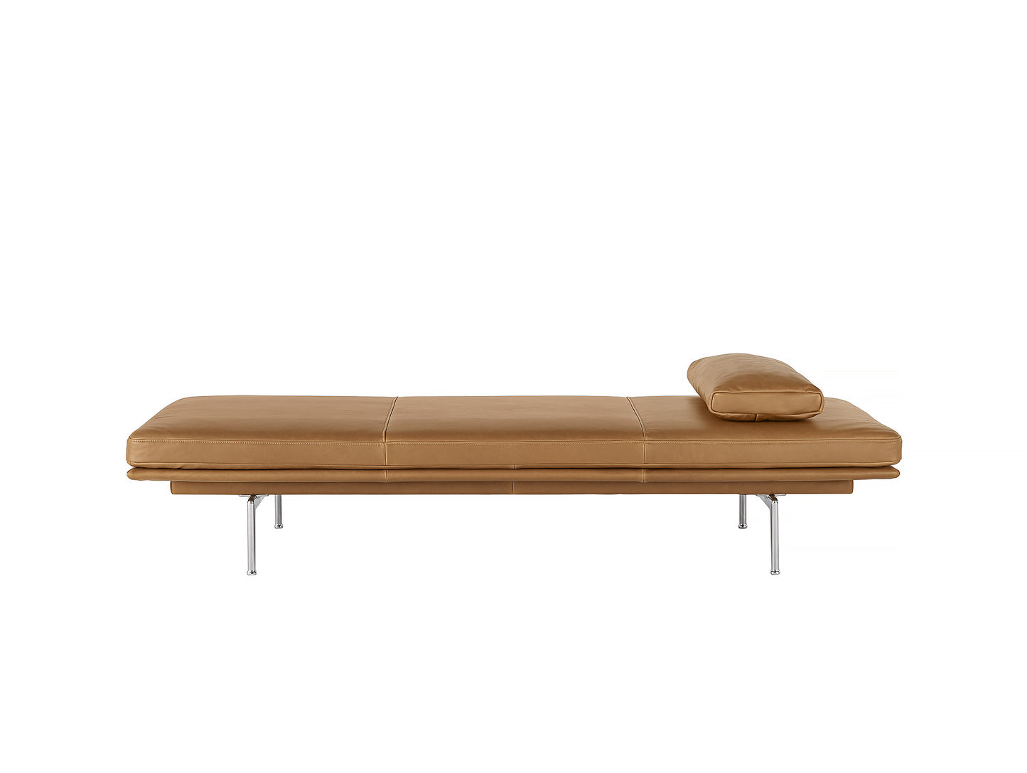 Outline Daybed With Cushion in Cognac Refine Leather / Aluminium Legs by Muuto