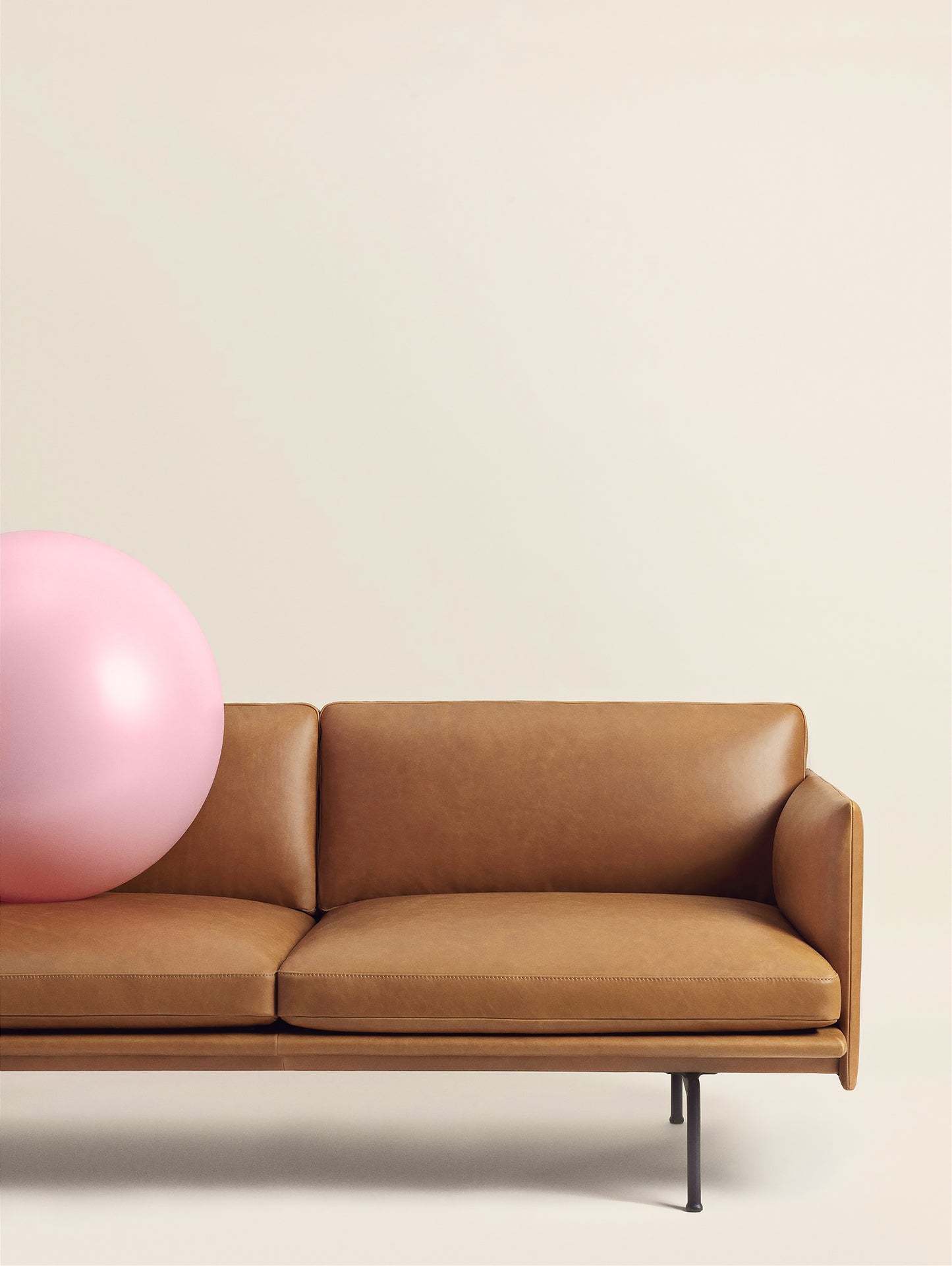 Muuto Outline Sofa, 2 Seat, Cognac Silk Leather