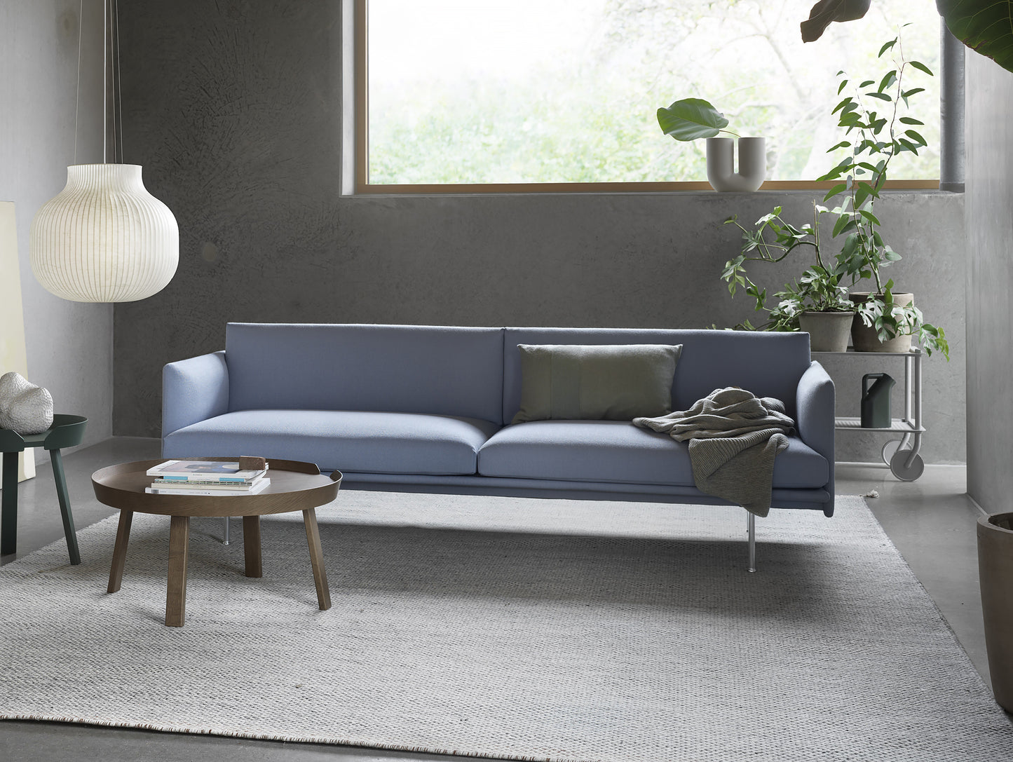 Outline Sofa by Muuto - Three Seater, Vidar 723, Polished Aluminium Legs