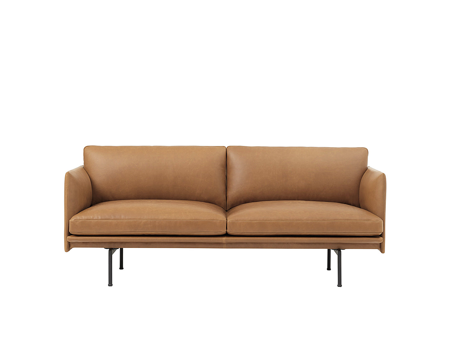 Muuto Outline Sofa, 2 Seat, Cognac Silk Leather