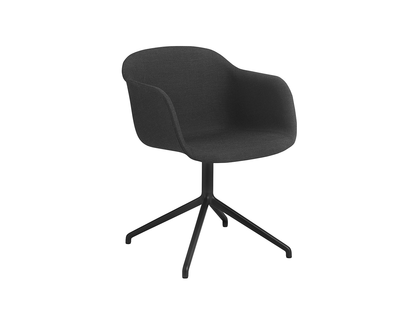 Remix 183 / Black Fiber Armchair Upholstered with Swivel Base by Muuto
