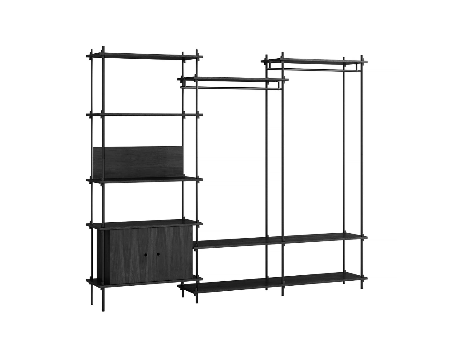 Moebe Shelving System - S.200.3.C Set in Black / Black Painted Oak