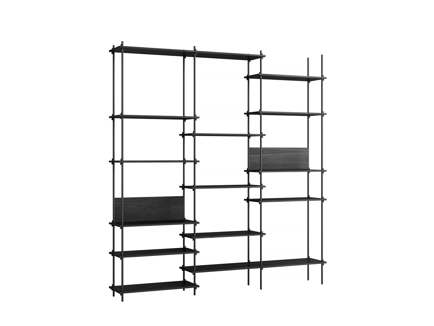 Moebe Shelving System - S.255.3.A Set in Black / Black Painted Oak