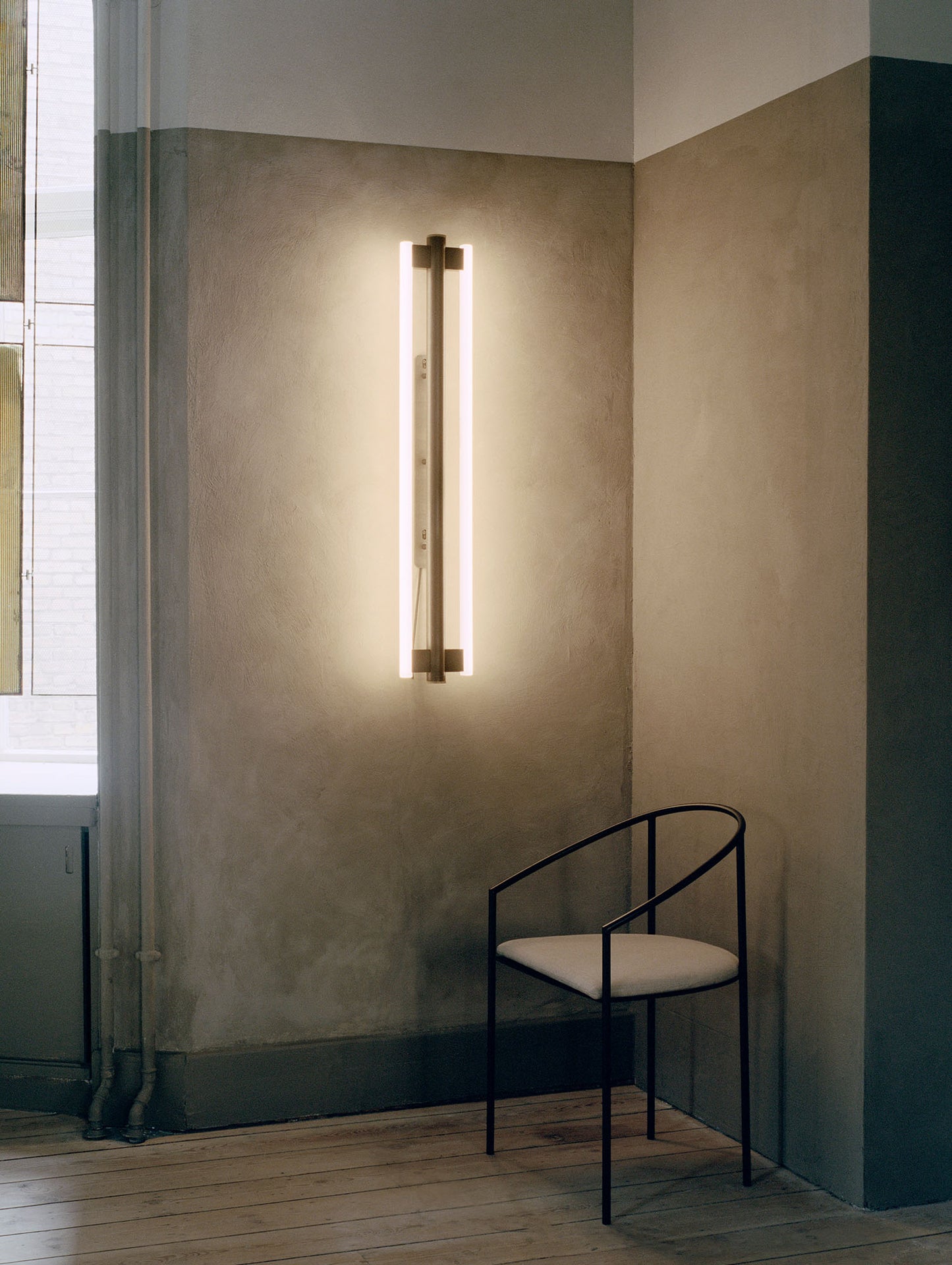 Eiffel Wall Lamp Double by Frama - Waxed Raw Steel / Height 1000 mm