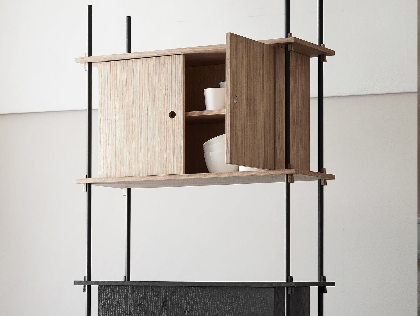 Shelving System - Cabinet - Oiled Oak and Black Ash