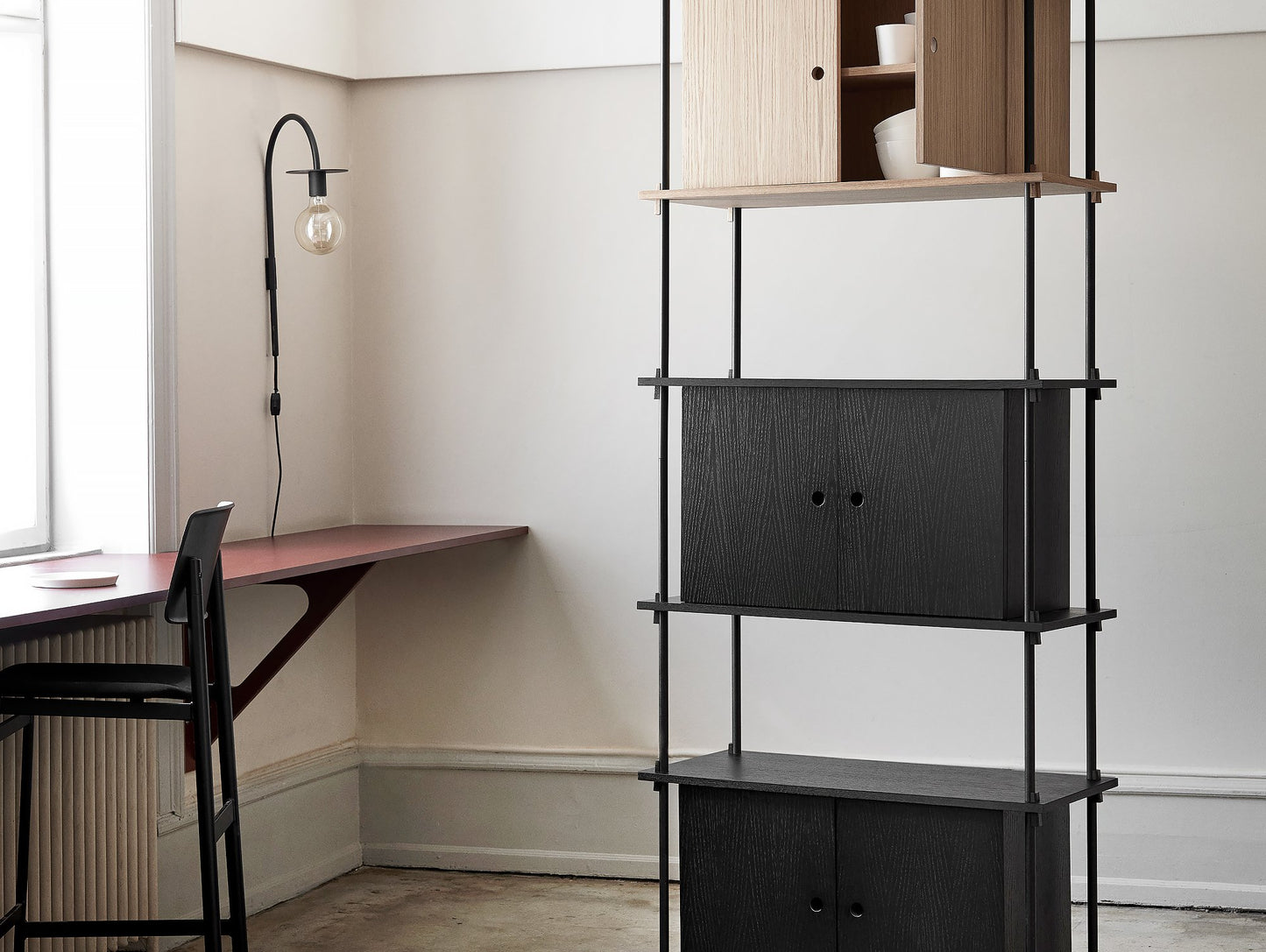 Shelving System - Cabinet - Oiled Oak and Black Ash