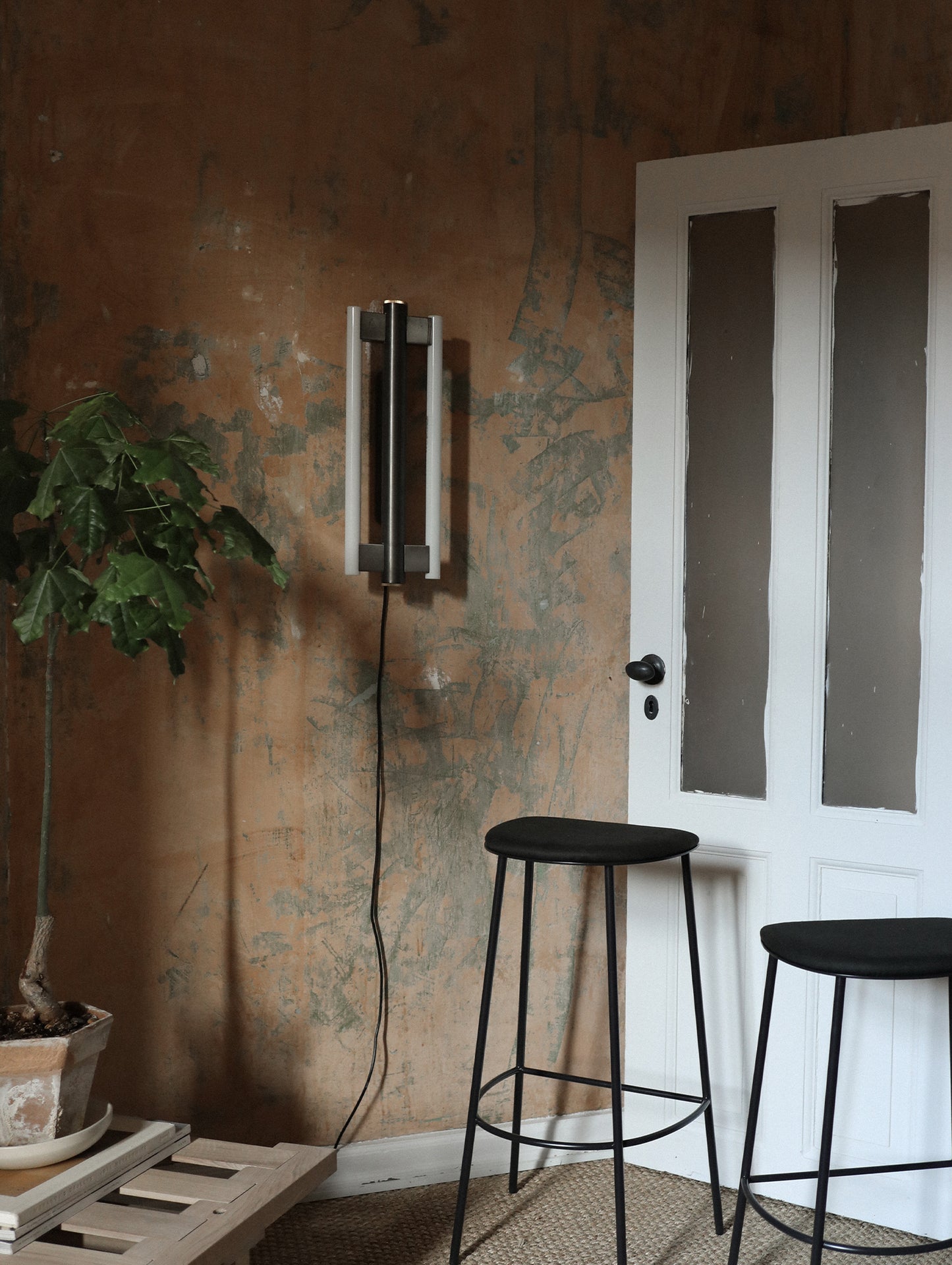 Eiffel Wall Lamp Double by Frama - Waxed Raw Steel / Height 500 mm