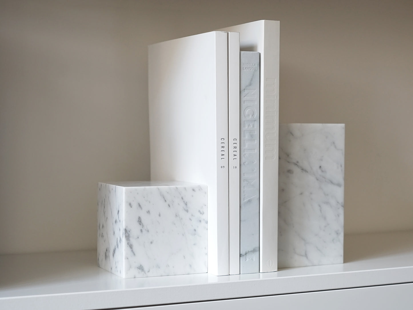 Stop Bookend, White Carrara Marble by e15