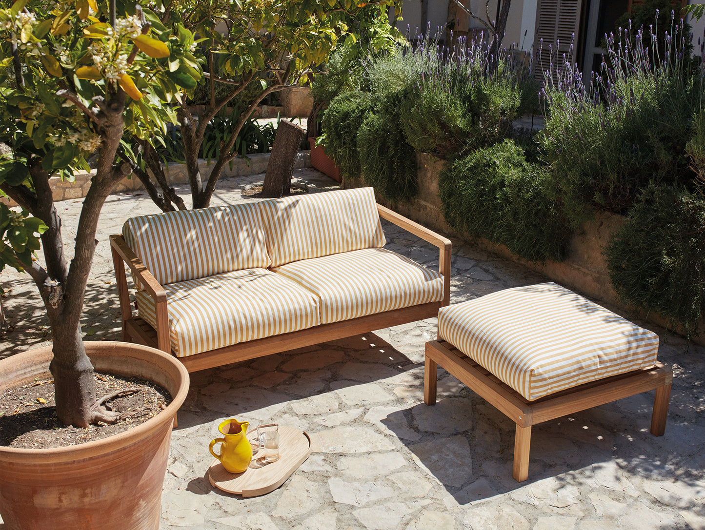 Virkelyst Pouf by Fritz Hansen - Golden Yellow Stripe