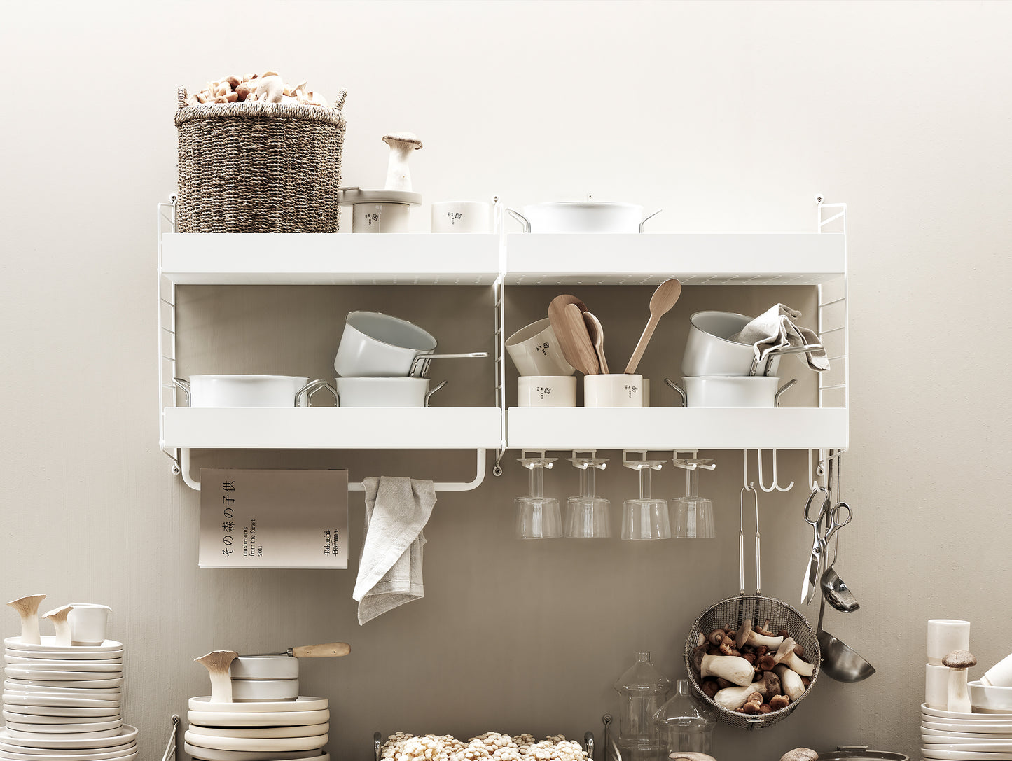String White Metal Shelves for the Kitchen