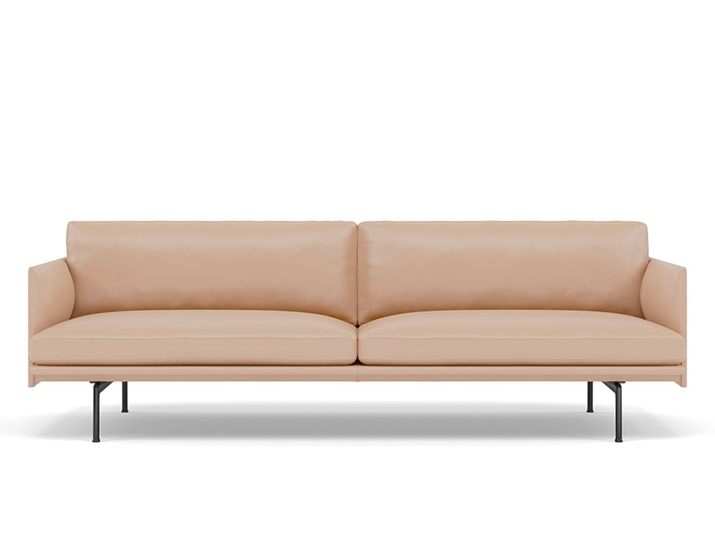 Muuto Outline 3 Seater Sofa - Black Aluminium Base / beige silk leather