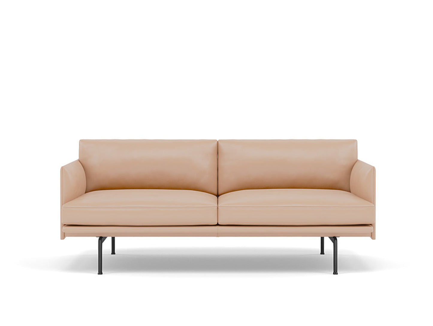 Muuto Outline 2 Seater Sofa - Black Base / beige silk leather