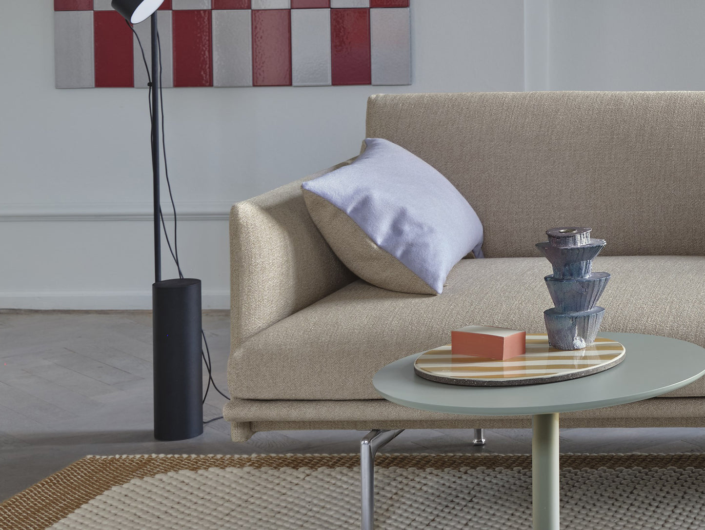 Outline 3 Seater Sofa by Muuto - Polished Aluminium Base / Ecriture 240