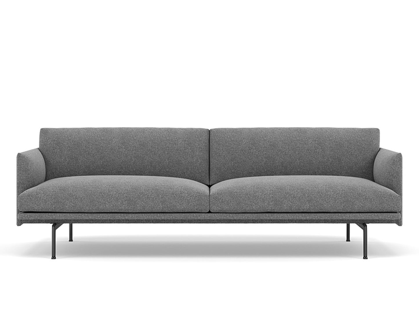 Muuto Outline 3 Seater Sofa - Black Aluminium Base / hallingdal 166