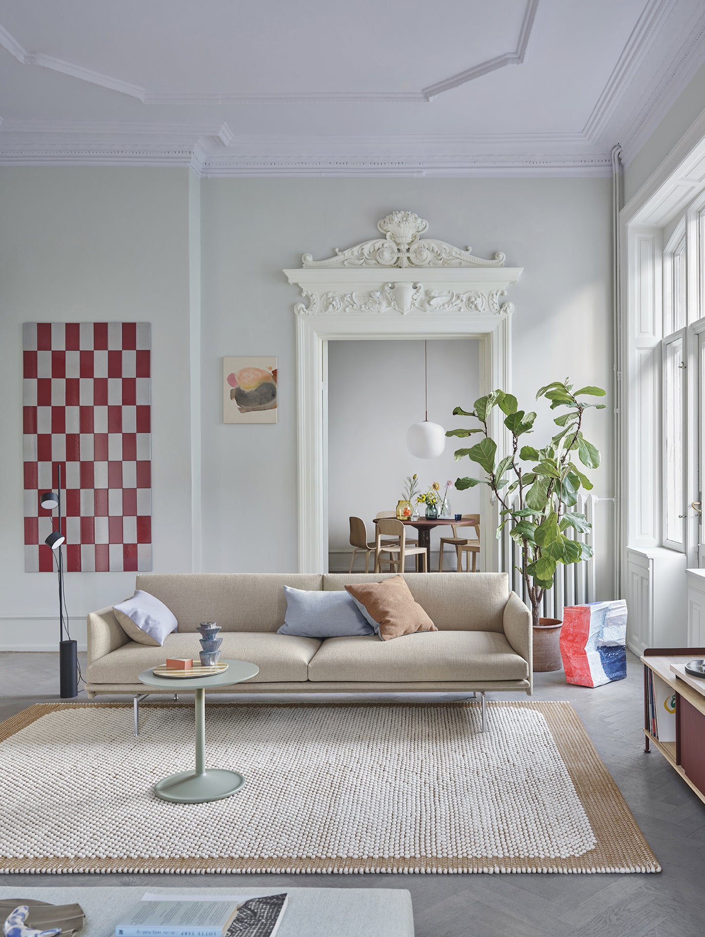 Outline 3 Seater Sofa by Muuto - Polished Aluminium Base / Ecriture 240