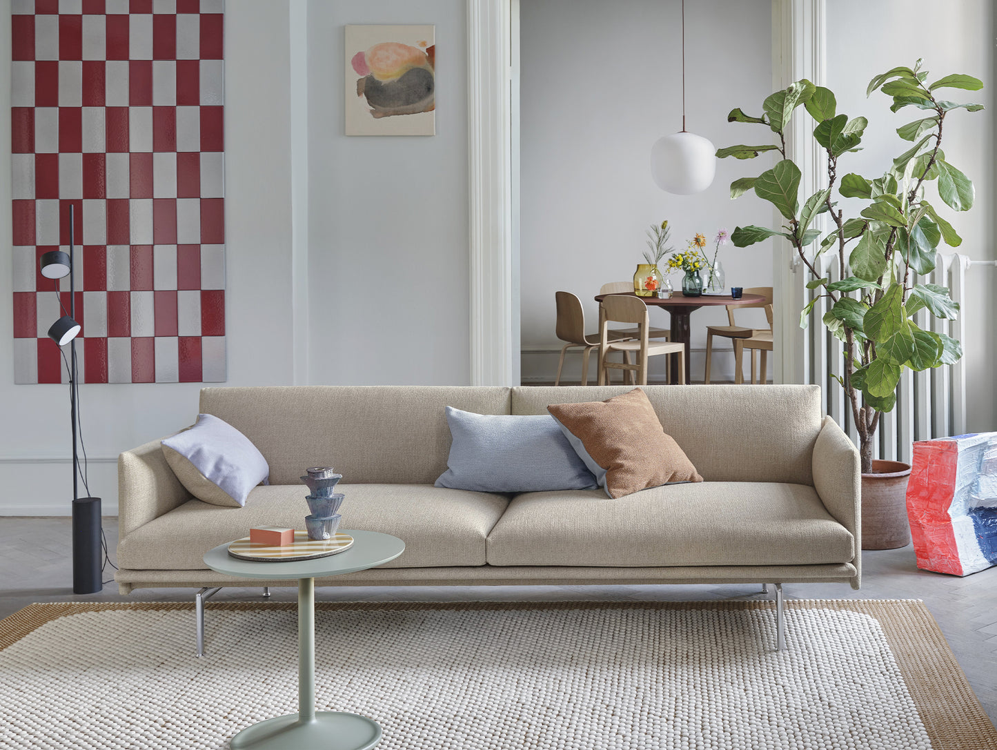 Outline 3 Seater Sofa by Muuto - Polished Aluminium Base / Ecriture 240