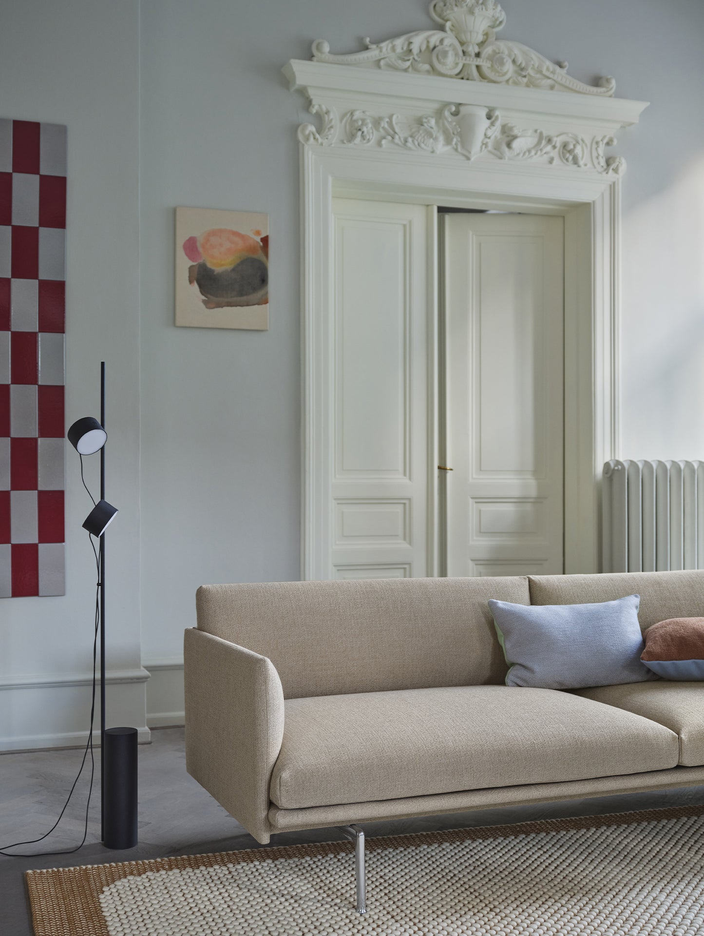 Outline 3 Seater Sofa by Muuto - Polished Aluminium Base / Ecriture 240