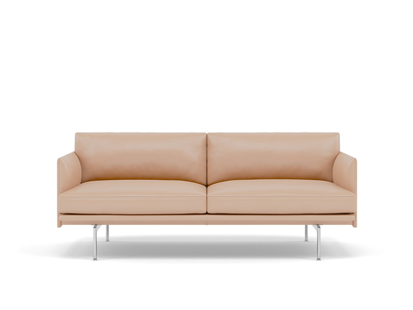 Muuto Outline 2 Seater Sofa - Polished Aluminium Base / beige leather