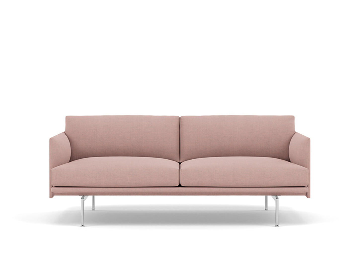 Muuto Outline 2 Seater Sofa - Polished Aluminium Base / fiord 551