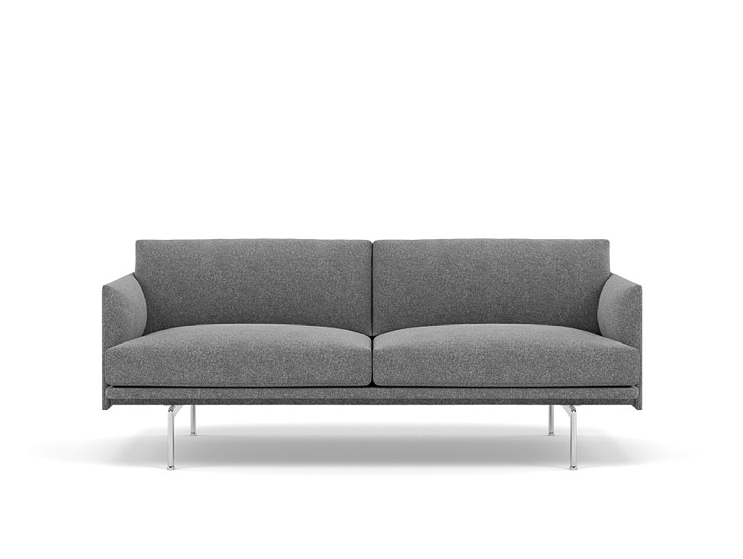 Muuto Outline 2 Seater Sofa - Polished Aluminium Base / hallingdal 166