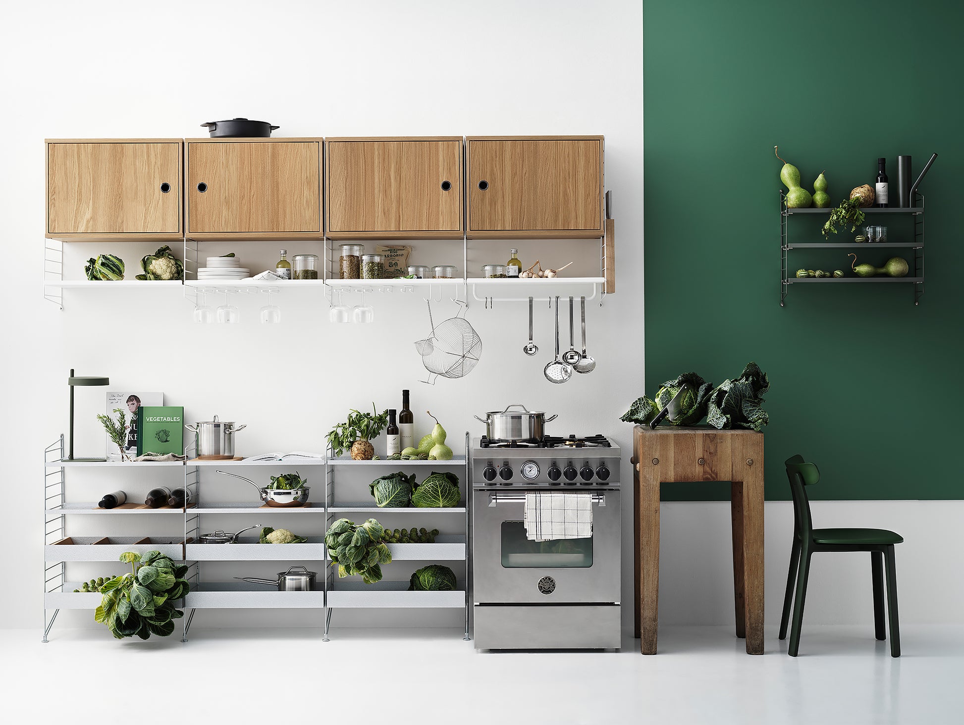 String System Cabinet with Swing Doors - Oak