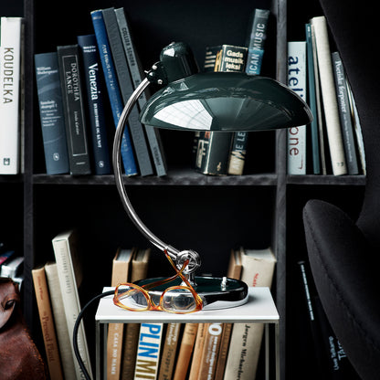 Kaiser Idell Luxus Table Lamp by Fritz Hansen - High Gloss Dark Green Shade with Chrome Base