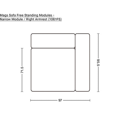 Mags Sofa - Free Standing Modules by HAY - Narrow Module / Right Armrest (1061FS)