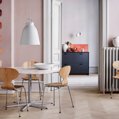 Ant Chair 4 Legs by Fritz Hansen - Natural Veneer Shell / Chromed Steel Base /  Elm