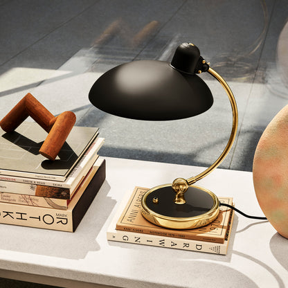 Kaiser Idell Luxus Table Lamp by Fritz Hansen - Matt Black Shade with Brass Base