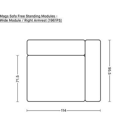Mags Sofa - Free Standing Modules by HAY - Wide Module / Right Armrest (1961FS)