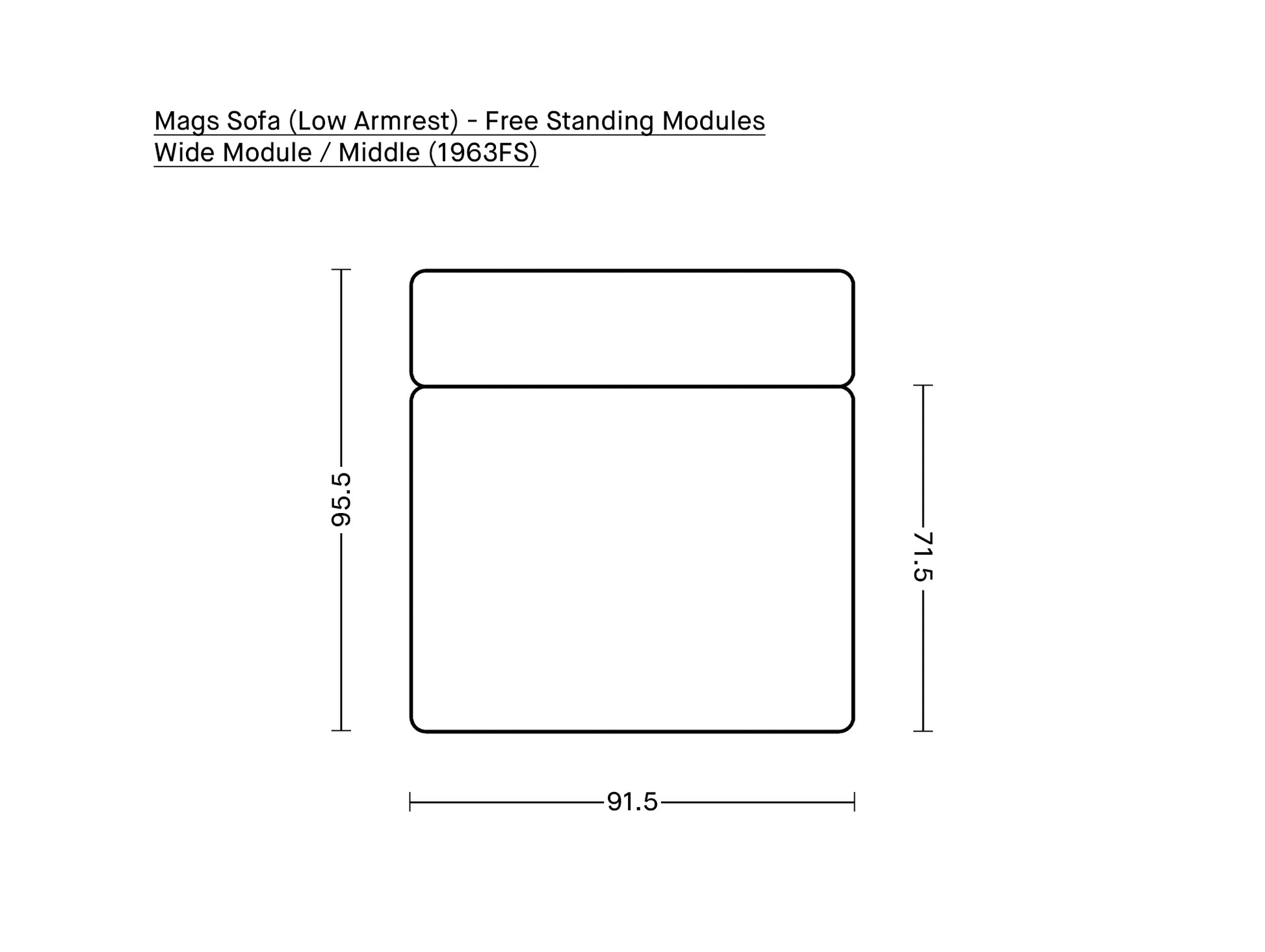 Mags Sofa (Low Armrest) - Free Standing Modules by HAY / Wide Module / Middle (1963FS)