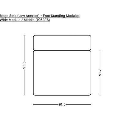 Mags Sofa (Low Armrest) - Free Standing Modules by HAY / Wide Module / Middle (1963FS)