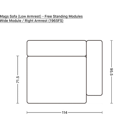 Mags Sofa (Low Armrest) - Free Standing Modules by HAY / Wide Module / Right Armrest (1965FS)