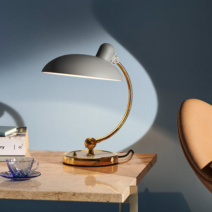 Kaiser Idell Luxus Table Lamp by Fritz Hansen - Matt Easy Grey Shade with Brass Base