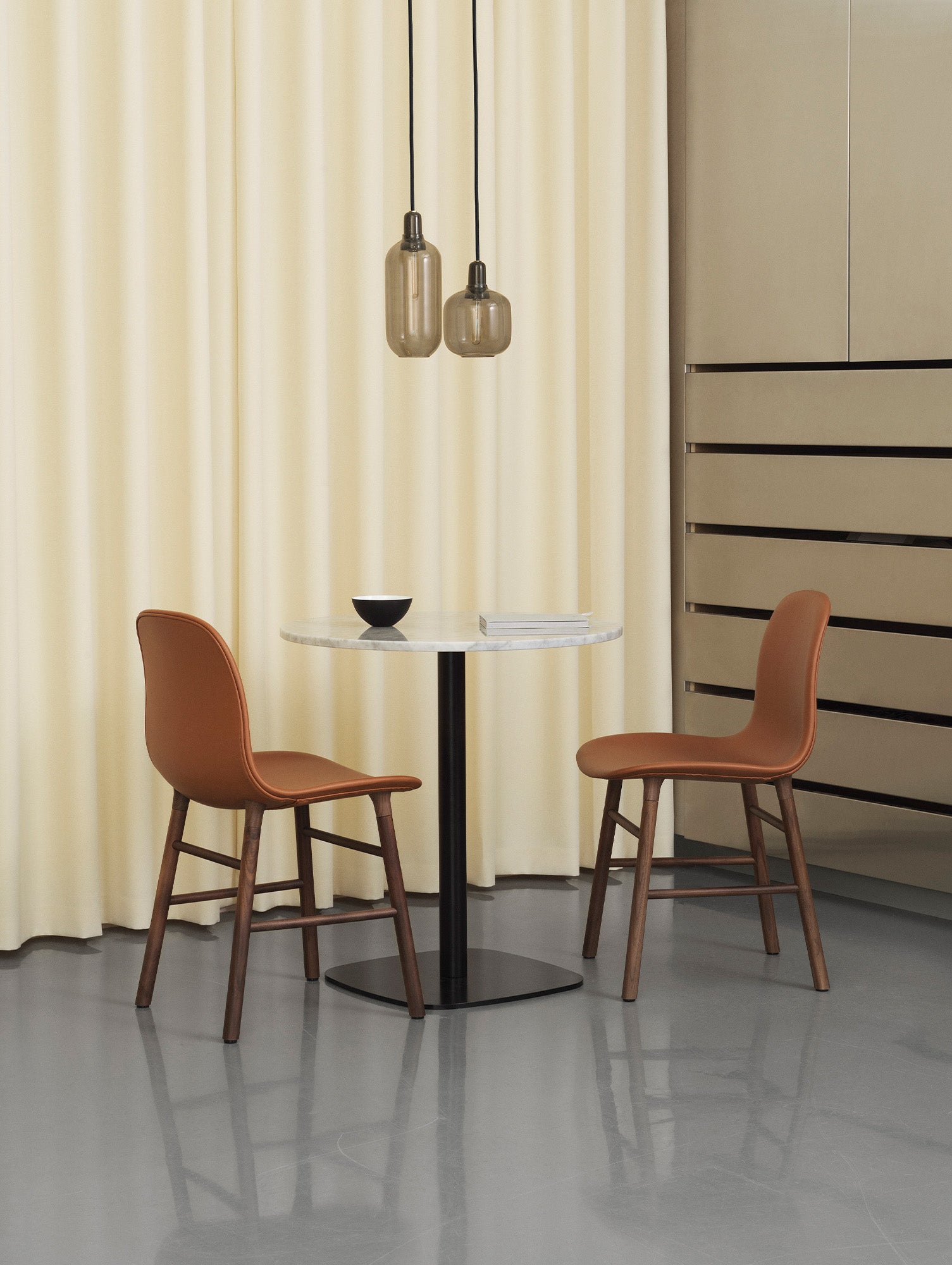 Form Chair Upholstered by Normann Copenhagen - Walnut Base / Ultra Leather Brandy 41574