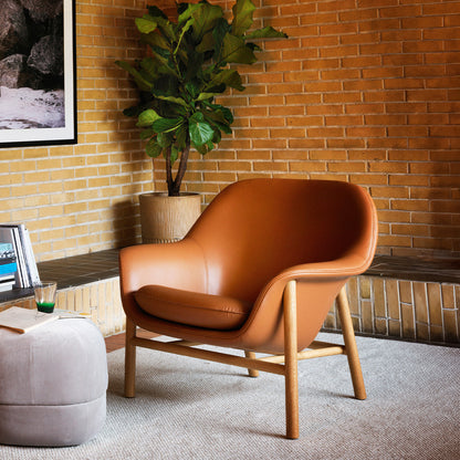 Drape Lounge Chair by Normann Copenhagen - Shell: Ultra Leather Brandy 41574 / Piping and Seat Cushion: Ultra Leather Brandy 41574