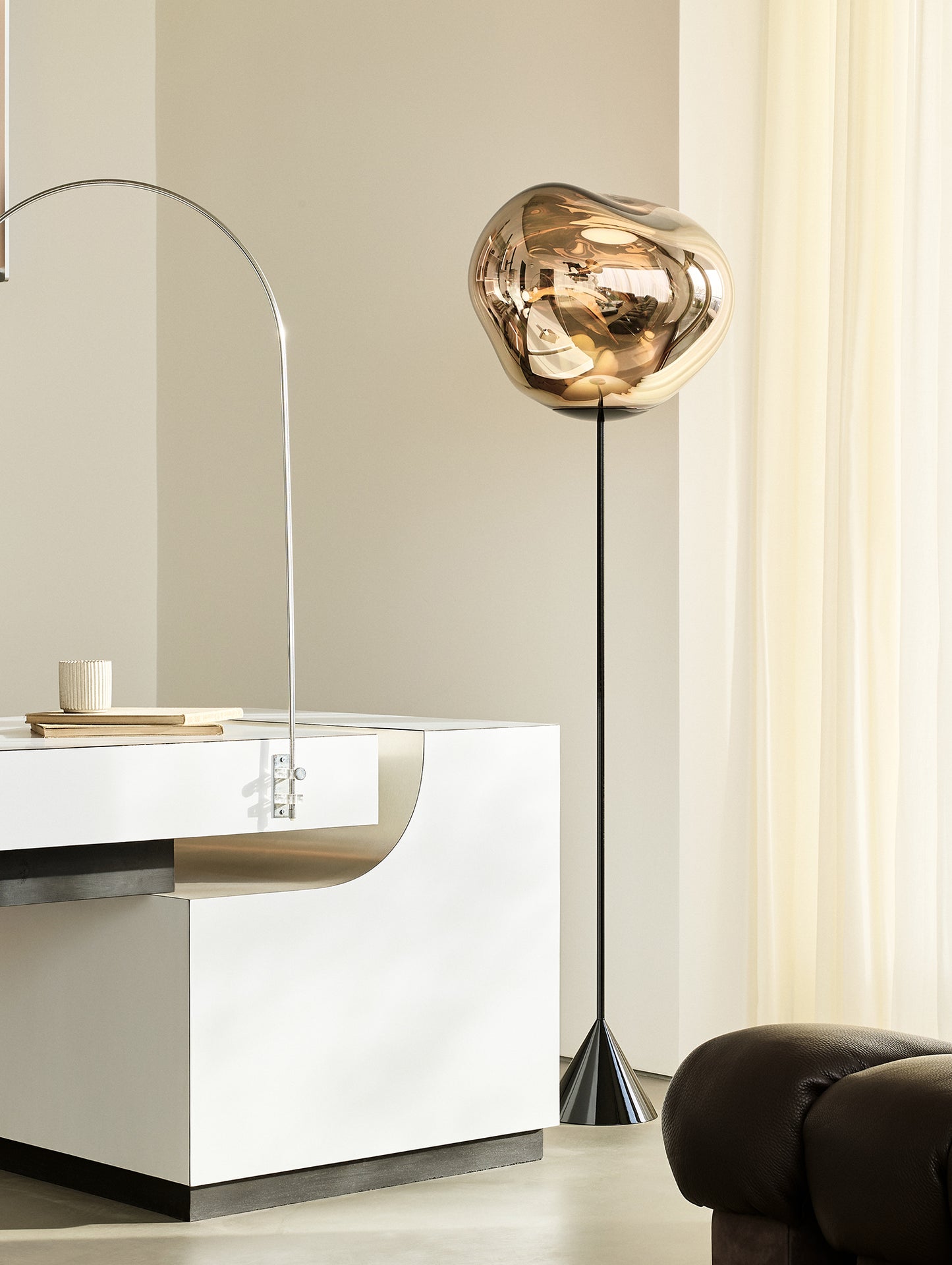 Melt LED Cone Slim Floor Lamp by Tom Dixon - Gold