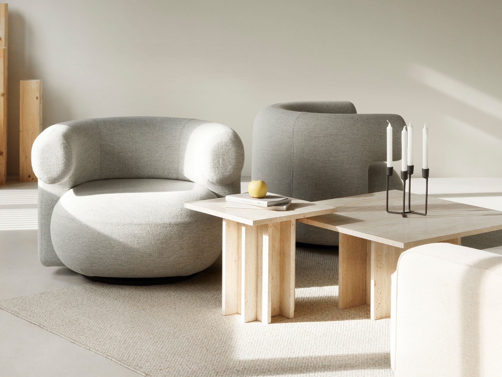 Burra Lounge Chair by Normann Copenhagen - Swivel Base with Return / Hallingdal 110