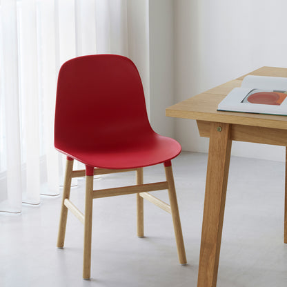 Form Chair Wood by Normann Copenhagen - Lacquered Oak Base / Bright Red