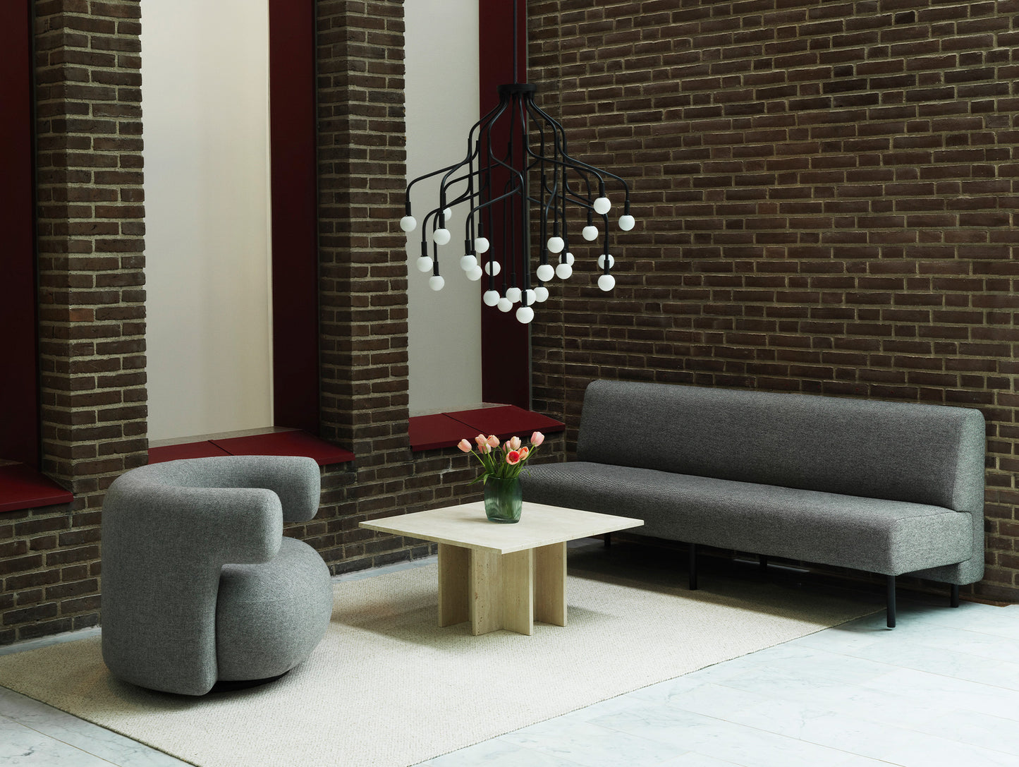 Burra Lounge Chair by Normann Copenhagen - Swivel Base with Return / Hallingdal 110