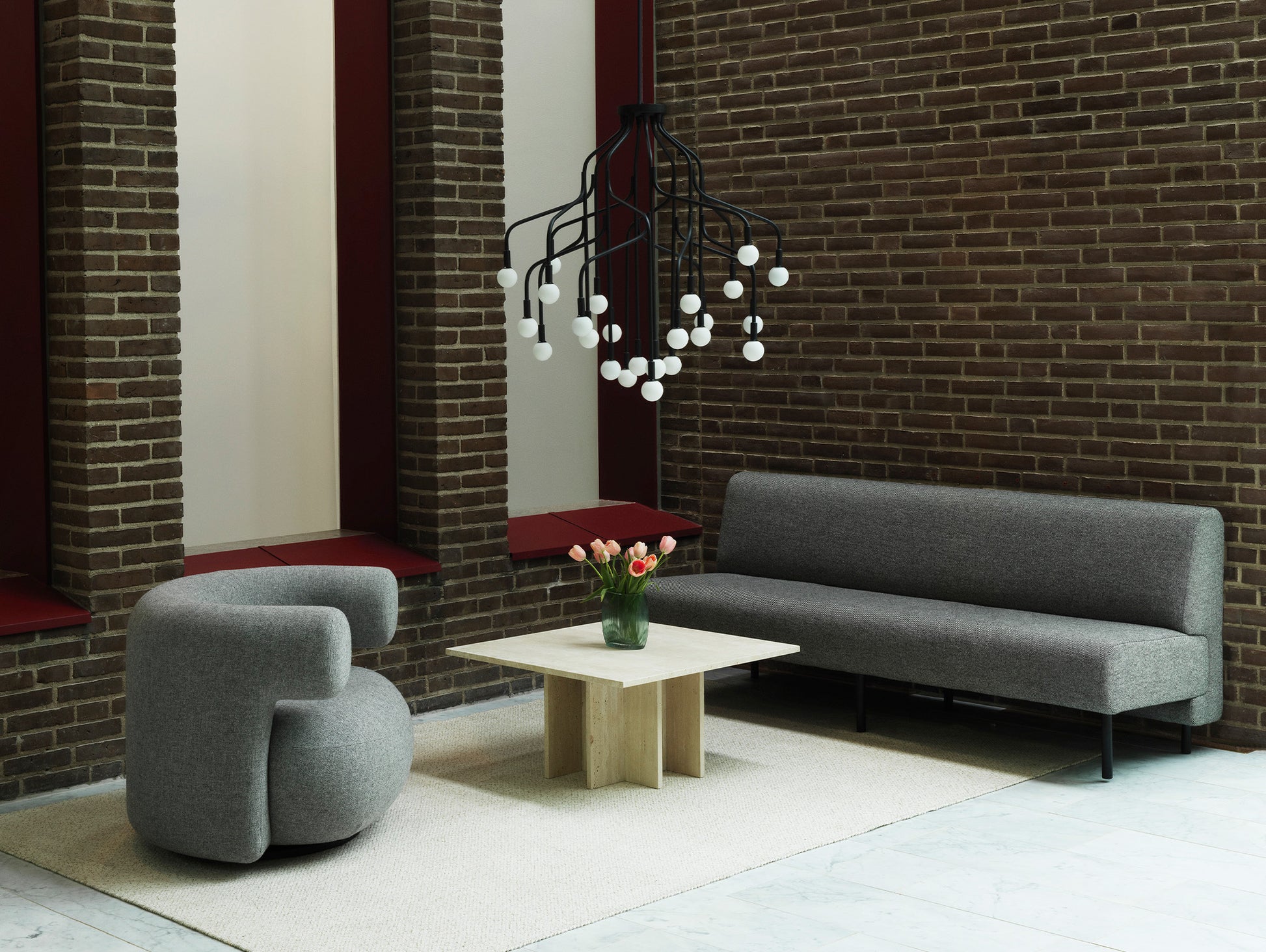 Burra Lounge Chair by Normann Copenhagen - Swivel Base with Return / Hallingdal 110