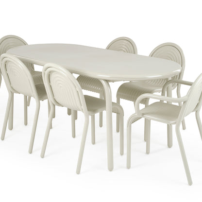 Groove Obround Table by Tom Dixon - Putty