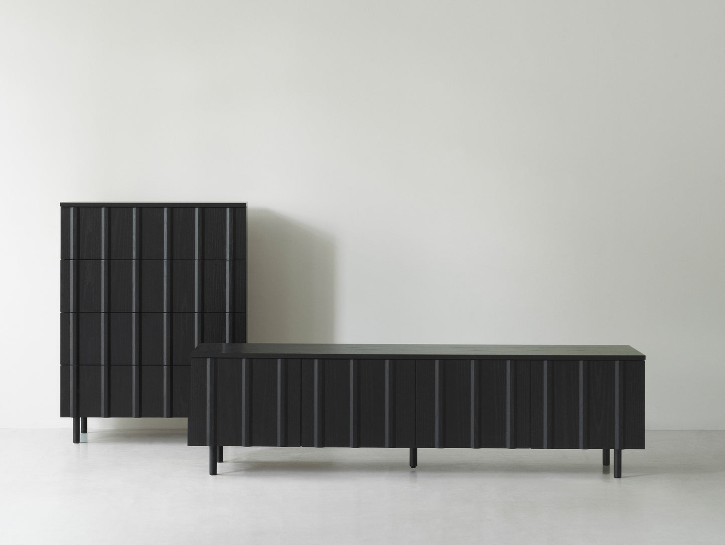 Rib Sideboard by Normann Copenhagen - Low / Black Painted Oak Veneer