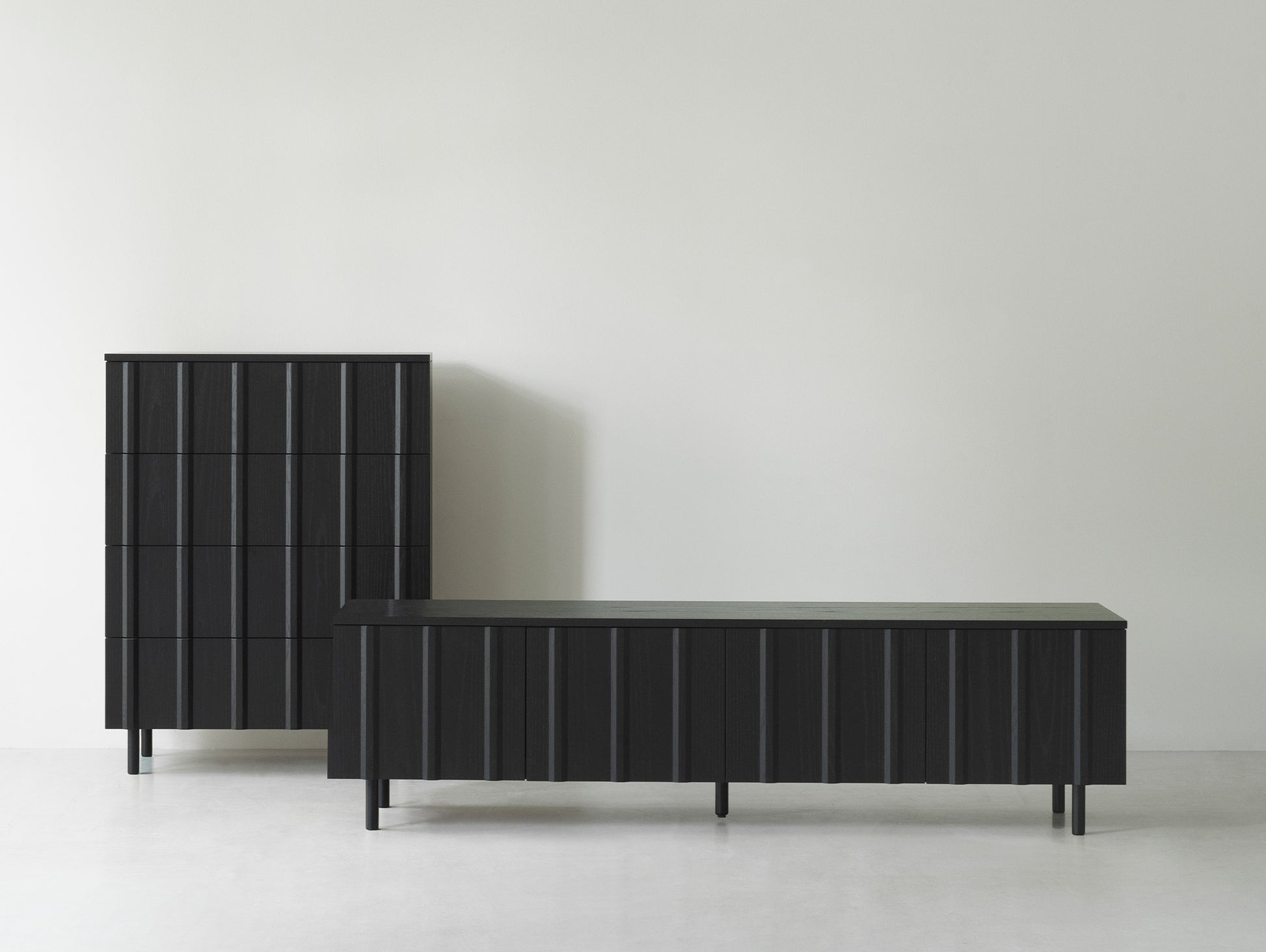 Rib Sideboard by Normann Copenhagen - Low / Black Painted Oak Veneer