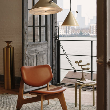 Slab Lounge Chair by Tom Dixon - Natural Oak / Leather Cognac