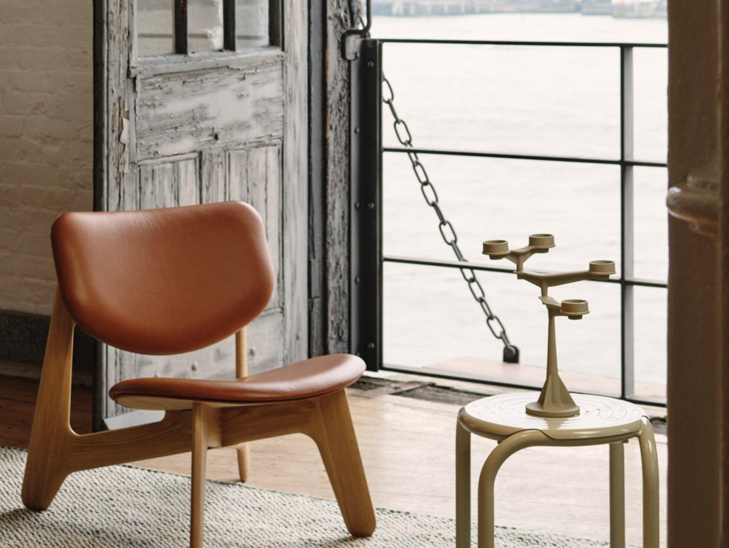 Slab Lounge Chair by Tom Dixon - Natural Oak / Leather Cognac