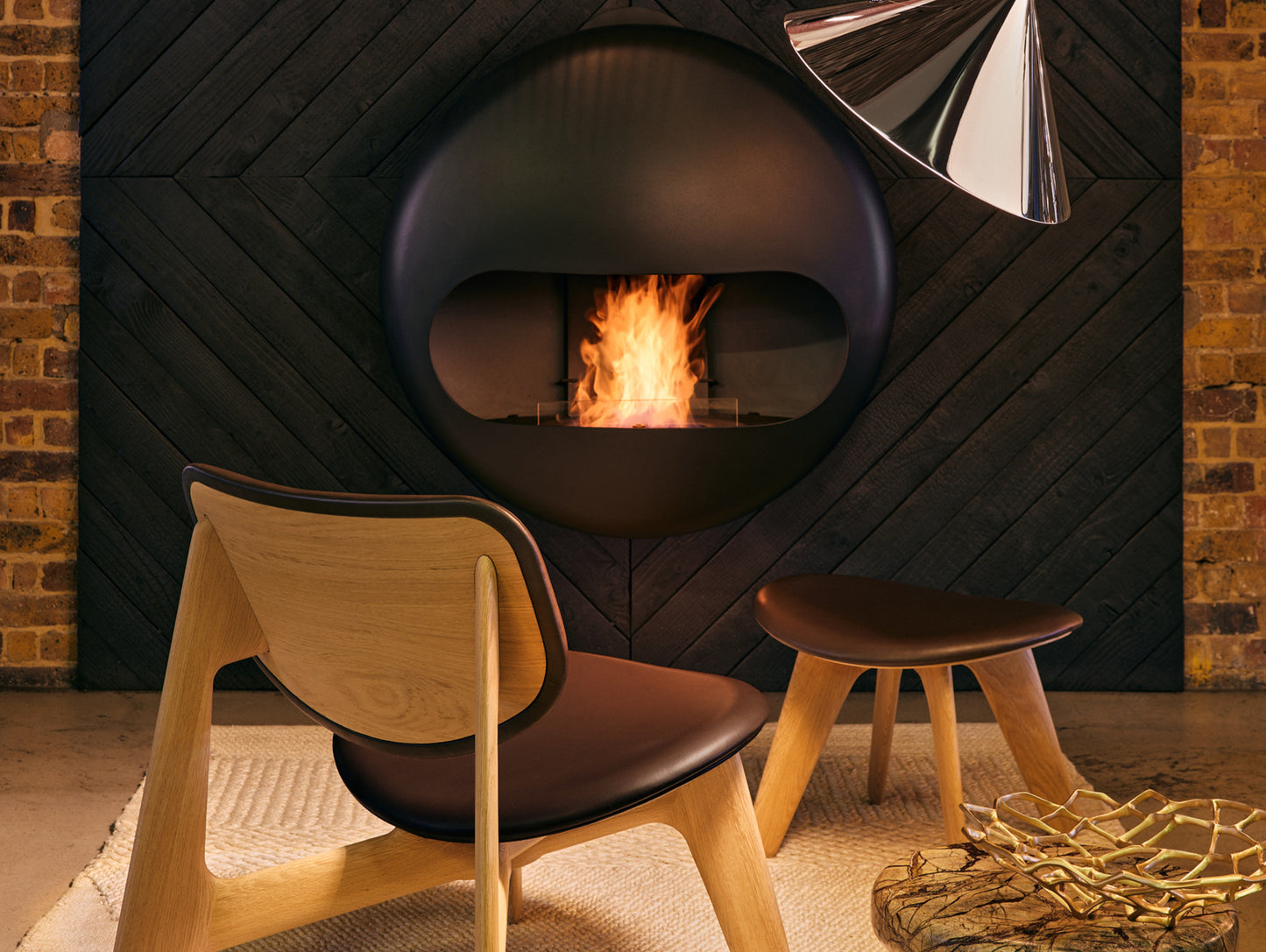 Slab Lounge Chair by Tom Dixon - Natural Oak / Leather Choko