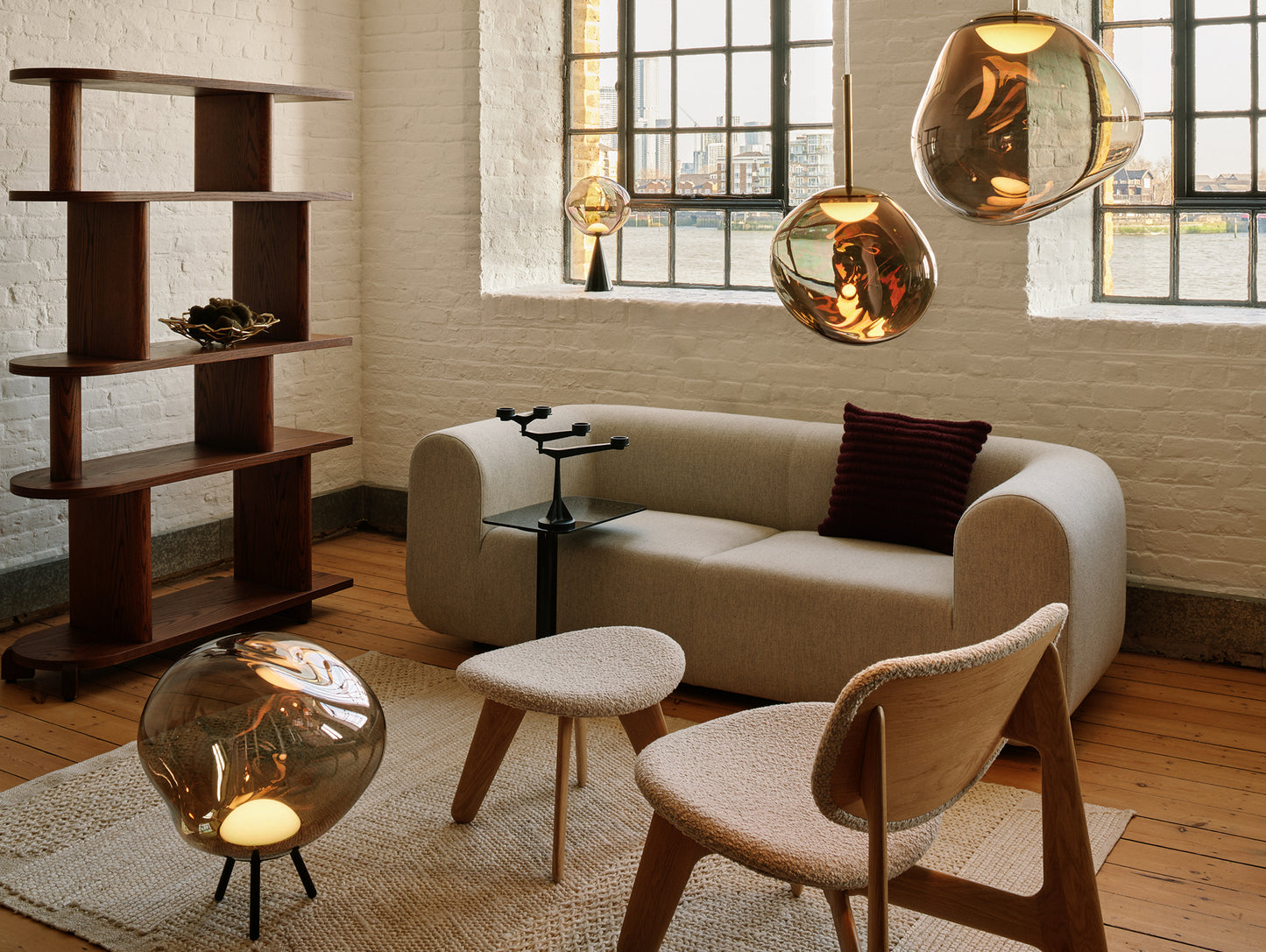 Slab Lounge Chair by Tom Dixon - Natural Oak / Elle 200