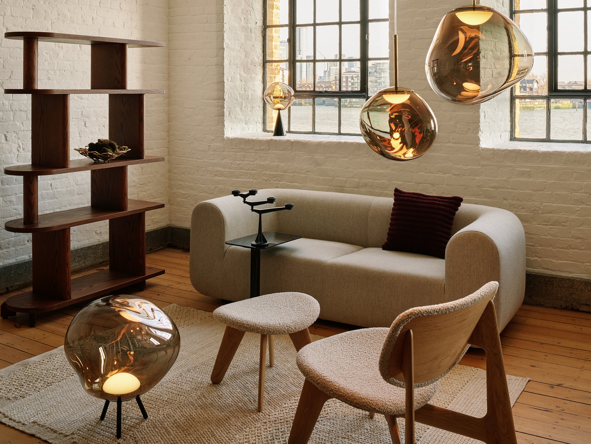 Slab Lounge Chair by Tom Dixon - Natural Oak / Elle 200