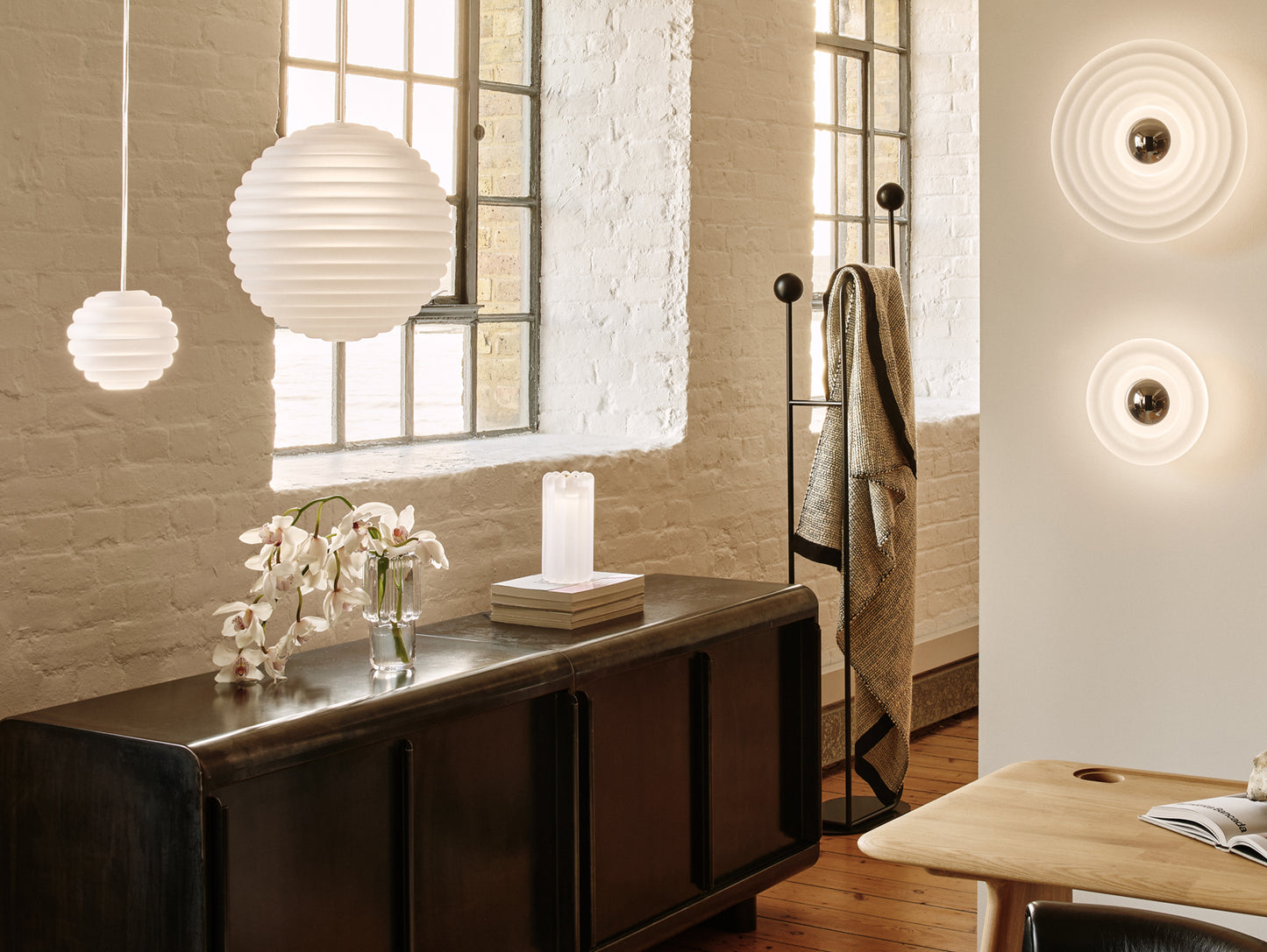 Press Mini Sphere LED Pendant Light (Frosted) by Tom Dixon